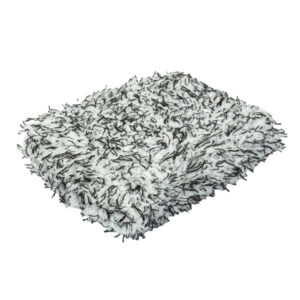 White shaggy area rug for home decor.