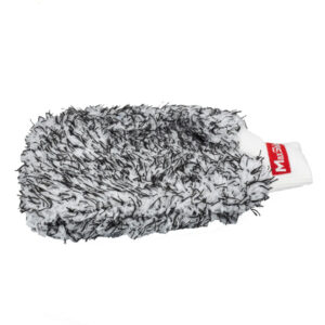 Microfiber cleaning mitt for building materials and surfaces.