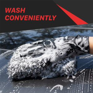 Person washing car with sponge and soap for easy cleaning.