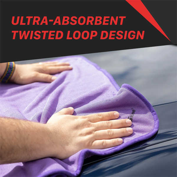Maxshine 1186090P 600GSM Single Twisted Loop Drying Towel – Ultra Absorbent Car Care Microfiber Towel