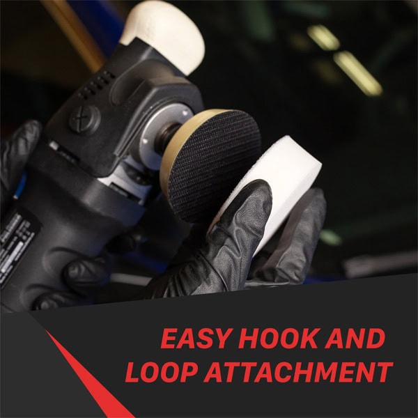 Power tool with hook and loop attachment for efficient construction and building projects.
