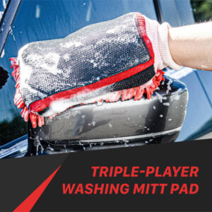 Car washing mitt pad for effective vehicle exterior cleaning and detailing.