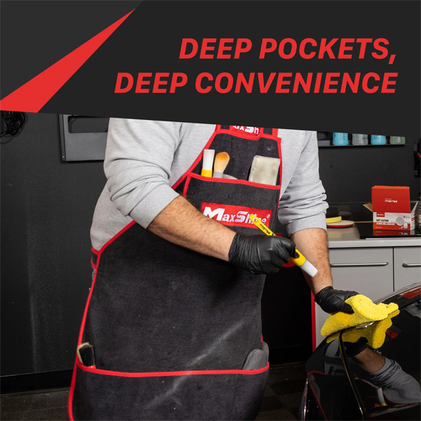 Maxshine 7011001 330GSM Microfiber Detailing Apron – Protective Car Care Work Apron