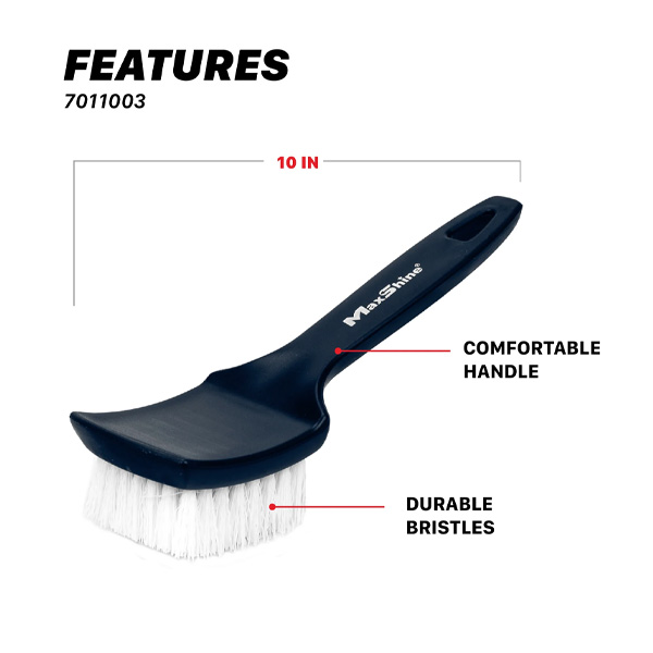 Maxshine 7011003 Tire Scrub Brush – Heavy-Duty Curved Wheel & Tire Cleaning Brush with Stiff Bristles