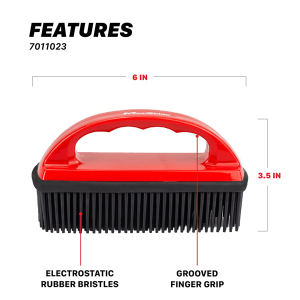 Maxshine 7011023 Car Carpet Lint & Hair Removal Brush – Electrostatic Rubber Pet Hair Remover