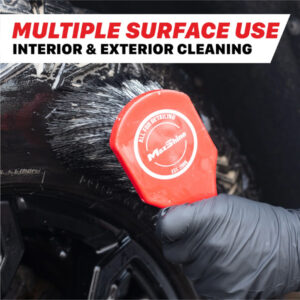 Heavy-duty Maxshine deep clean brush for wheels, tires, carpets, and upholstery. Removes dirt, grime, and stains with powerful scrubbing action.