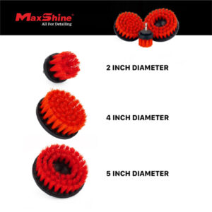 Maxshine 7011010 Drill Brush for Car – Heavy-Duty Carpet & Upholstery Detailing Brush Set (2", 4", 5")