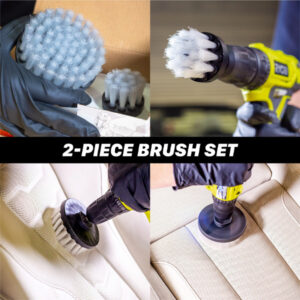 Maxshine 7012010 Soft Leather & Fabric Drill Brush Set – 2" & 4" Upholstery Cleaning Brushes
