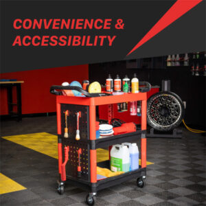 Maxshine 702312 Detailing Cart – Premium Heavy Duty 3-Tier Rolling Tool Storage Cart