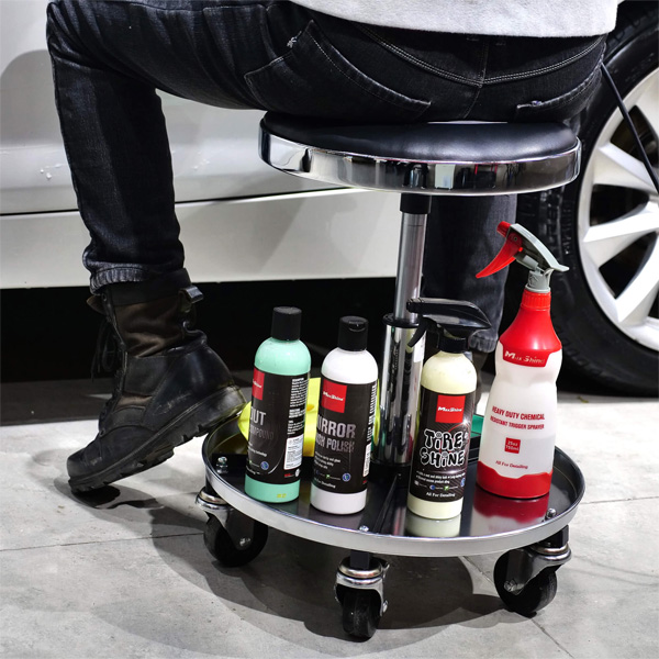 Maxshine 702315 Detailing Stool with Tool Tray – Adjustable Swivel Garage Seat