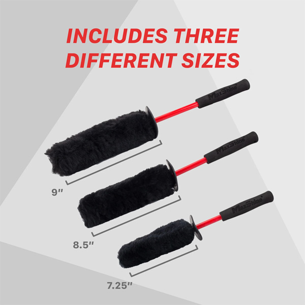 Maxshine 704601 Ultimate Wool Wheel Brush Set – Ultra-Soft Chemical-Resistant Wheel Cleaning Brushes