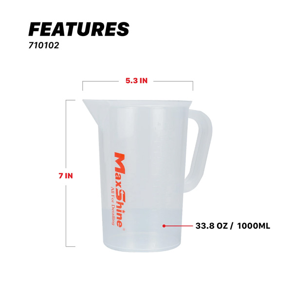 Maxshine 710102 1000ml Measuring Cup – Chemical Resistant Detailing Mixing Beaker