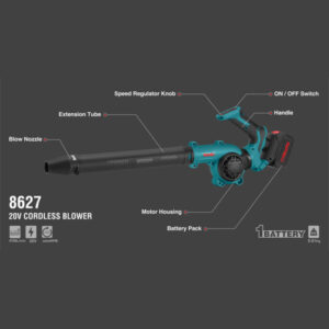 Ronix 8627 20V Cordless Blower 4.76m³/min – High-Speed Leaf & Dust Cleaner