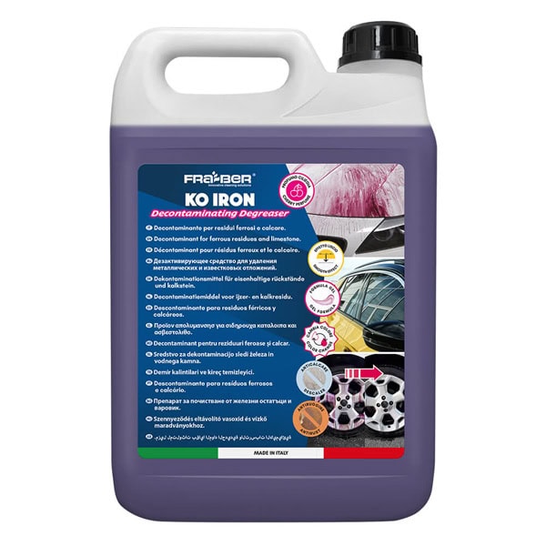 Decontaminating iron surface cleaner for rust and grease removal.
