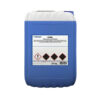Chemical container with hazard symbols for construction use.