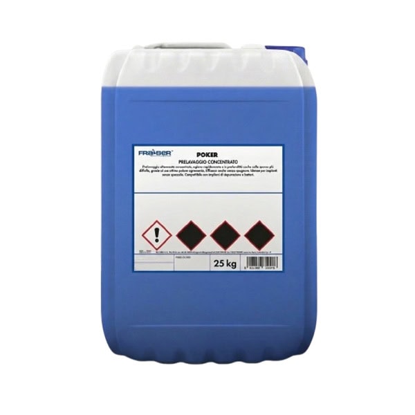 Chemical container with hazard symbols for construction use.