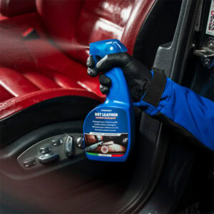 Leather cleaning spray for car interiors, ideal for maintaining and restoring leather surfaces.