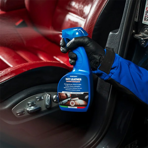 Leather cleaning spray for car interiors, ideal for maintaining and restoring leather surfaces.