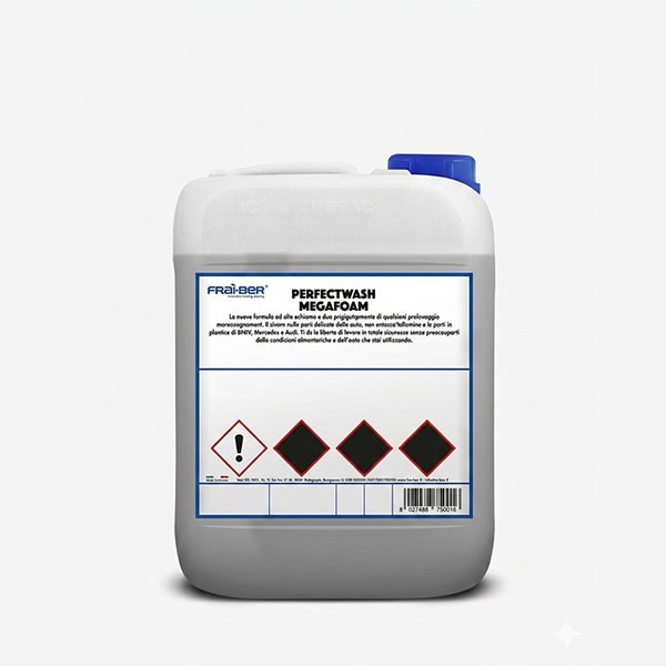 Container of surface cleaner with hazard symbols for building and construction use.