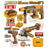 INGCO COSLI241198 20V Cordless 3-Piece Brushless Combo Kit with 2 x 4.0Ah Batteries