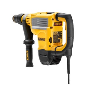 Yellow DEWALT power drill for construction and building work.