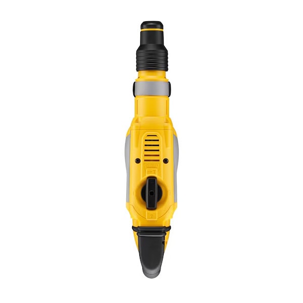 Yellow power drill with black accents for construction and DIY tasks.
