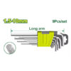 Dyllu DTHK1291 9-Piece Long Arm Hex Key Set – CR-V Allen Keys (1.5–10mm)