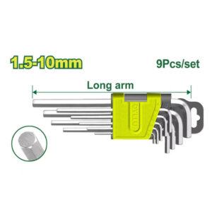 Dyllu DTHK1291 9-Piece Long Arm Hex Key Set – CR-V Allen Keys (1.5–10mm)