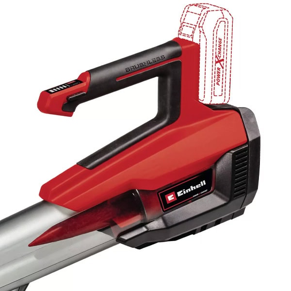 Einhell cordless leaf blower with brushless motor for efficient yard cleanup.