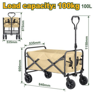 JADEVER JDWBH1012 Foldable Camping Cart Utility Wagon – 100kg Load Capacity