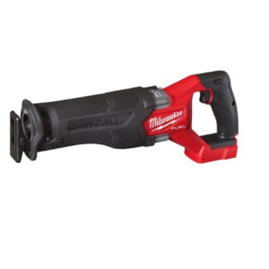 Reciprocating saw with Milwaukee FUEL technology, ideal for demolition and construction projects.