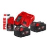 High-capacity Milwaukee M12 lithium-ion batteries for power tools.