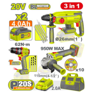 Dyllu DTCK241281 20V 3-Piece Cordless Combo Kit